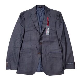 Tommy Hilfiger Brown Blue Plaid Blazer‎ Mens 38R 38 Modern-Fit $295 NEW